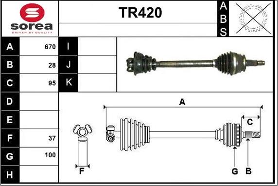 Sera TR420 - Приводний вал autozip.com.ua