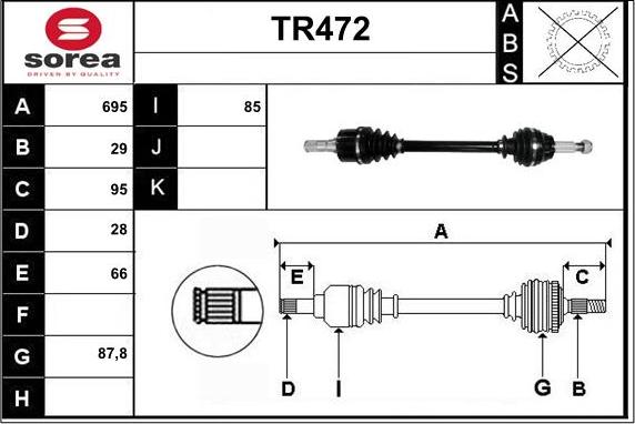 Sera TR472 - Приводний вал autozip.com.ua