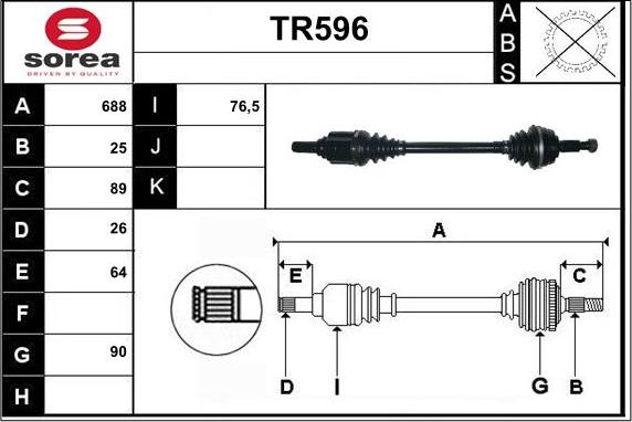 Sera TR596 - Приводний вал autozip.com.ua