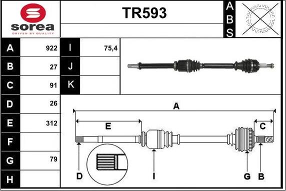 Sera TR593 - Приводний вал autozip.com.ua