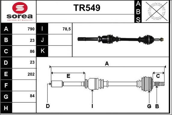 Sera TR549 - Приводний вал autozip.com.ua