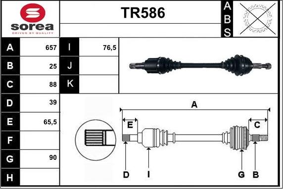 Sera TR586 - Приводний вал autozip.com.ua