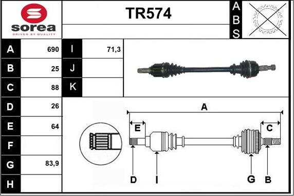 Sera TR574 - Приводний вал autozip.com.ua