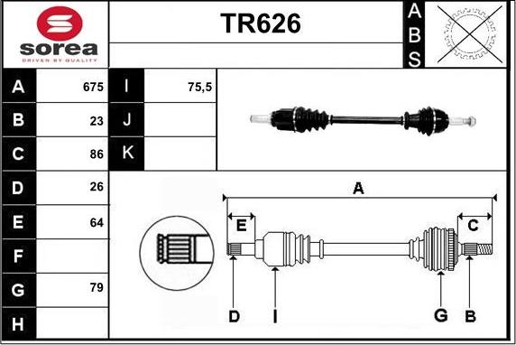 Sera TR626 - Приводний вал autozip.com.ua