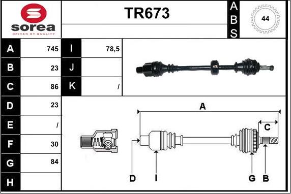 Sera TR673 - Приводний вал autozip.com.ua