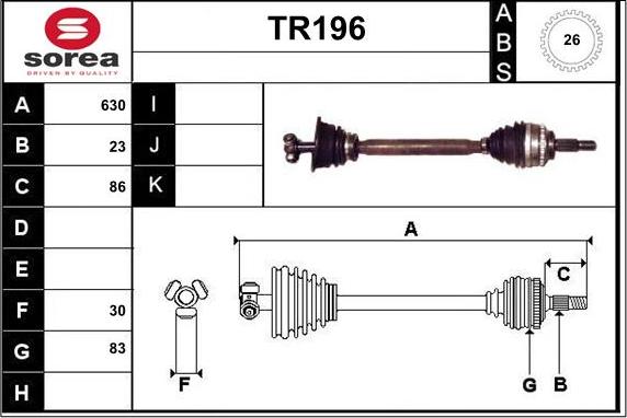 Sera TR196 - Приводний вал autozip.com.ua