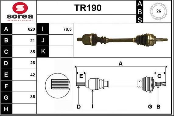 Sera TR190 - Приводний вал autozip.com.ua