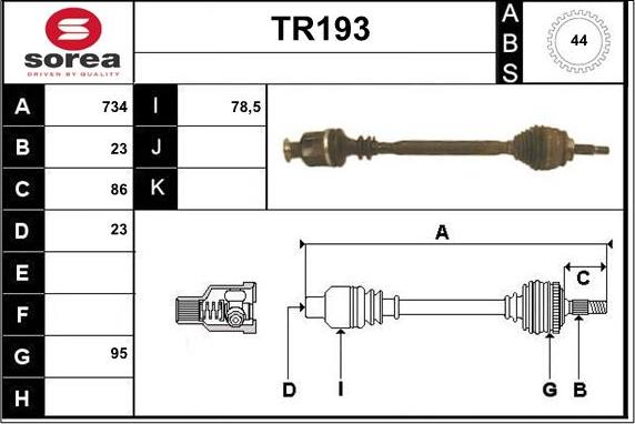 Sera TR193 - Приводний вал autozip.com.ua