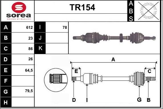 Sera TR154 - Приводний вал autozip.com.ua