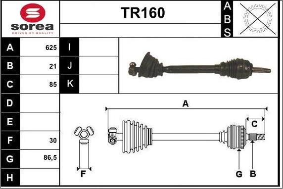 Sera TR160 - Приводний вал autozip.com.ua