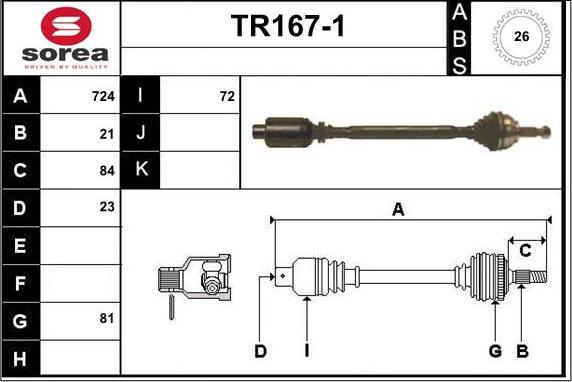 Sera TR167-1 - Приводний вал autozip.com.ua