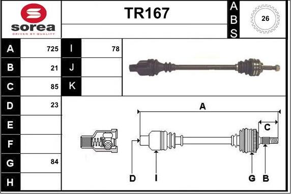 Sera TR167 - Приводний вал autozip.com.ua