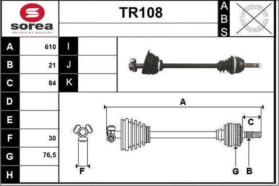 Sera TR108 - Приводний вал autozip.com.ua