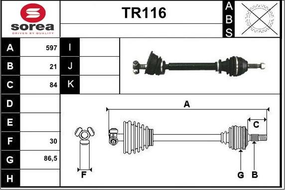 Sera TR116 - Приводний вал autozip.com.ua