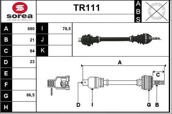 Sera TR111 - Приводний вал autozip.com.ua