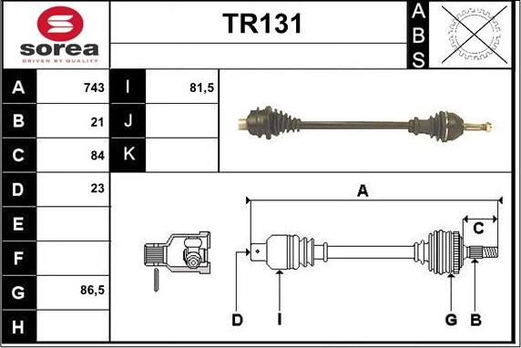 Sera TR131 - Приводний вал autozip.com.ua