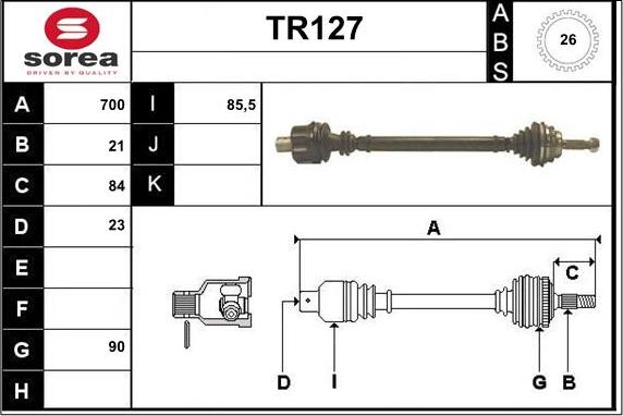 Sera TR127 - Приводний вал autozip.com.ua