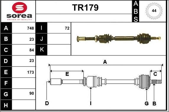 Sera TR179 - Приводний вал autozip.com.ua