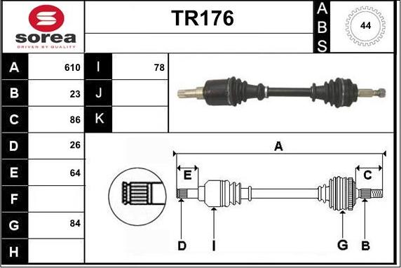 Sera TR176 - Приводний вал autozip.com.ua