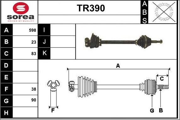 Sera TR390 - Приводний вал autozip.com.ua