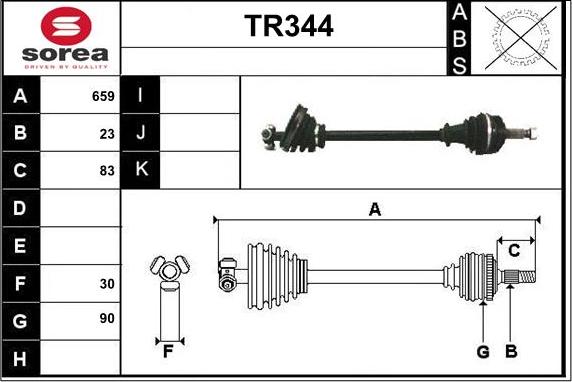 Sera TR344 - Приводний вал autozip.com.ua