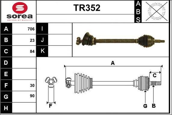 Sera TR352 - Приводний вал autozip.com.ua