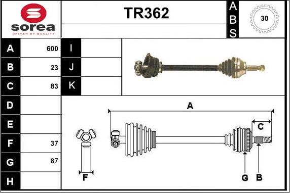 Sera TR362 - Приводний вал autozip.com.ua