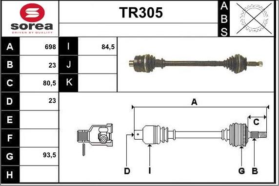 Sera TR305 - Приводний вал autozip.com.ua