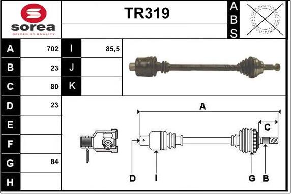 Sera TR319 - Приводний вал autozip.com.ua