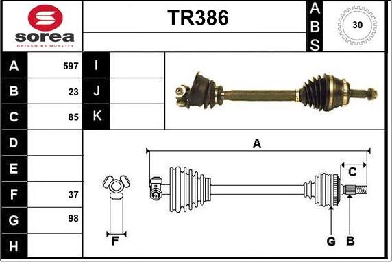 Sera TR386 - Приводний вал autozip.com.ua