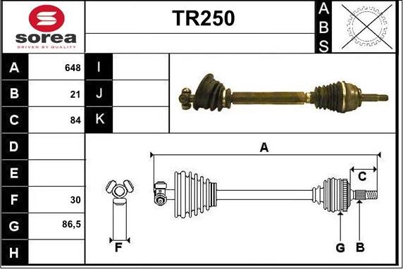 Sera TR250 - Приводний вал autozip.com.ua