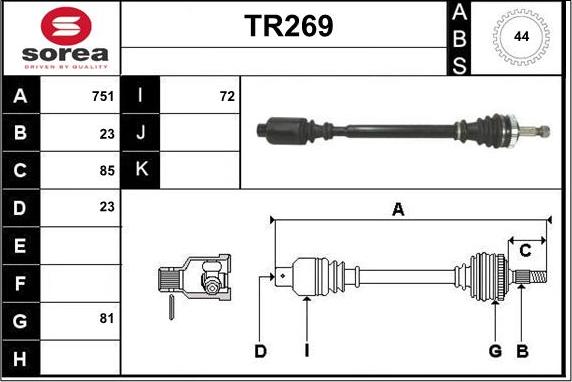 Sera TR269 - Приводний вал autozip.com.ua