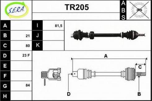 Sera TR205 - Приводний вал autozip.com.ua