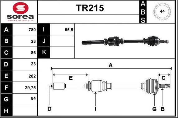 Sera TR215 - Приводний вал autozip.com.ua