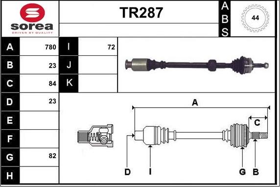 Sera TR287 - Приводний вал autozip.com.ua