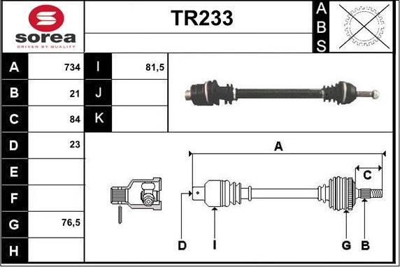 Sera TR233 - Приводний вал autozip.com.ua