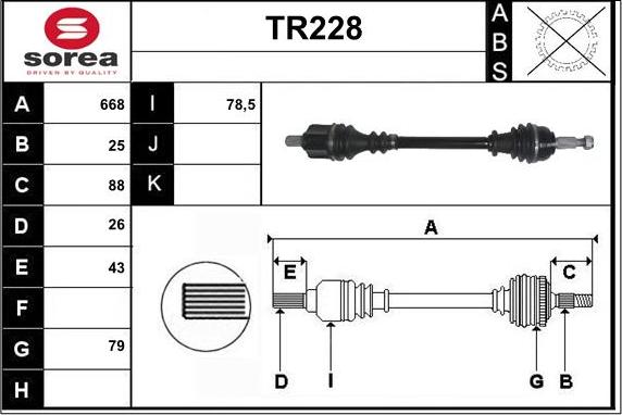 Sera TR228 - Приводний вал autozip.com.ua