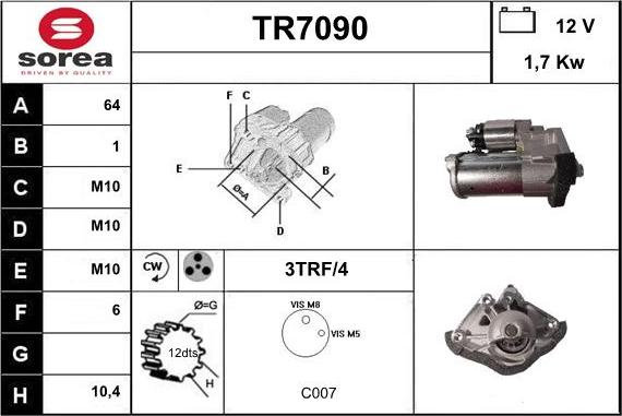 Sera TR7090 - Стартер autozip.com.ua