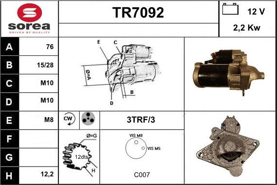 Sera TR7092 - Стартер autozip.com.ua