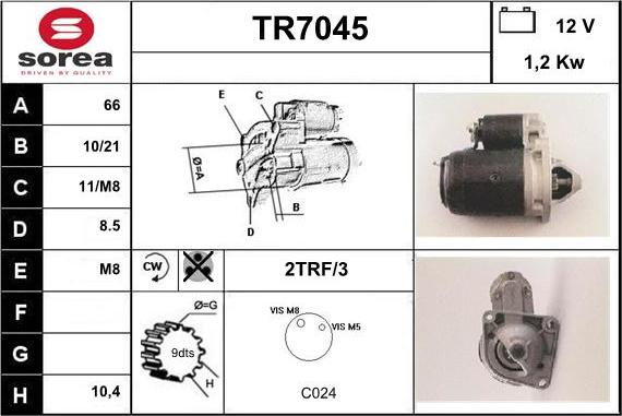 Sera TR7045 - Стартер autozip.com.ua