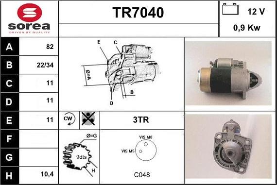 Sera TR7040 - Стартер autozip.com.ua