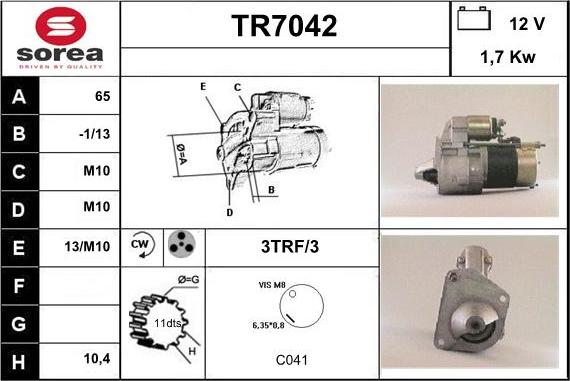 Sera TR7042 - Стартер autozip.com.ua