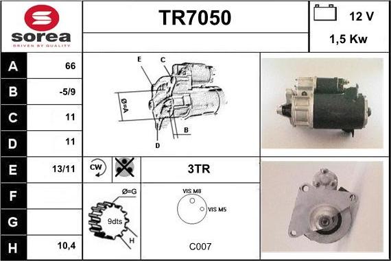 Sera TR7050 - Стартер autozip.com.ua