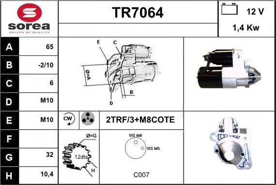 Sera TR7064 - Стартер autozip.com.ua