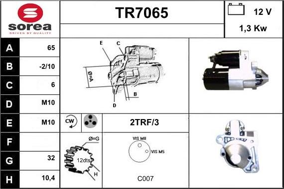 Sera TR7065 - Стартер autozip.com.ua