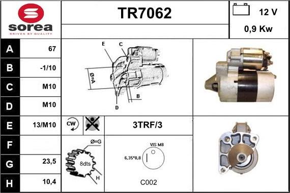 Sera TR7062 - Стартер autozip.com.ua