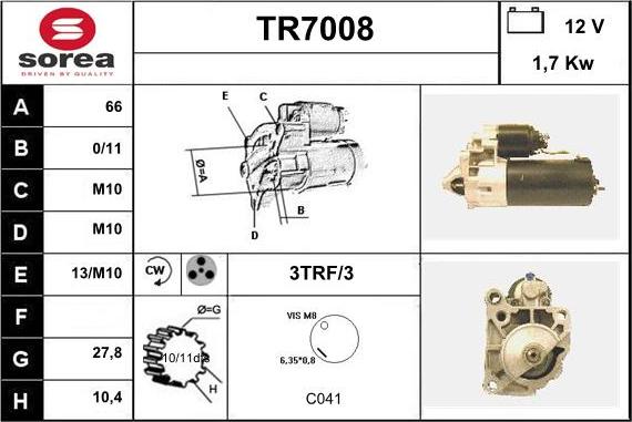 Sera TR7008 - Стартер autozip.com.ua