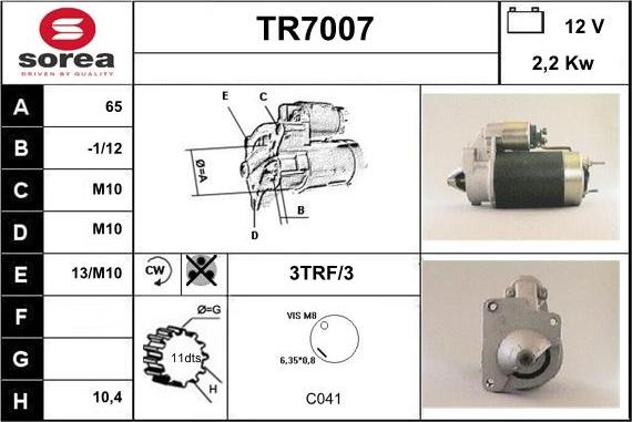 Sera TR7007 - Стартер autozip.com.ua