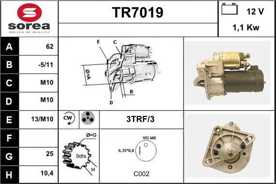 Sera TR7019 - Стартер autozip.com.ua