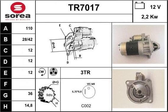 Sera TR7017 - Стартер autozip.com.ua